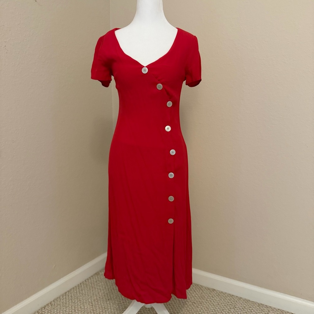 Abercrombie & Fitch Vibrant Red Midi Dress